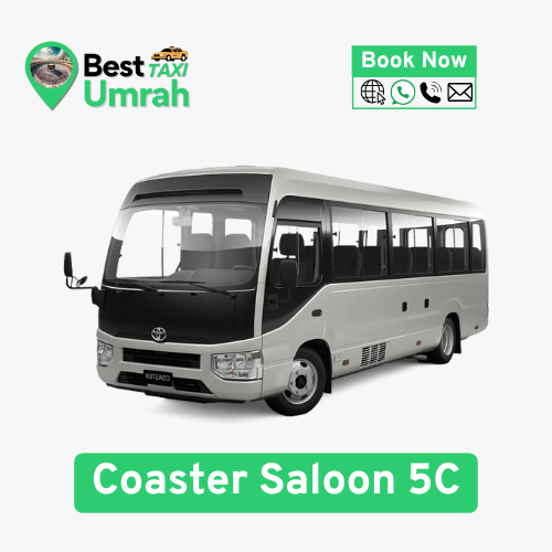 Toyota Coaster Saloon 5C group Umrah bus by Best Umrah Taxi